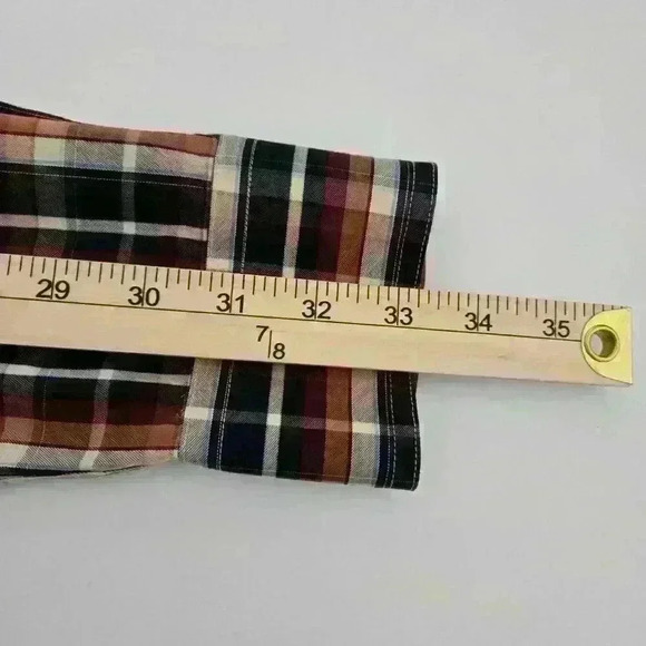 Men's Cabelas Outfitter Series Care-free Cotton Plaid Shirt - Black/Brown - Sz M - Picture 8 of 8